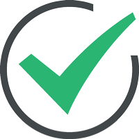 A green check mark inside a partially completed black circle on a light gray background, symbolizing approval or completion.
